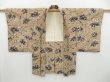 Photo7: 3201T06z410 Vintage Japanese Kimono Silk MEISEN HAORI Flower Light brown (7)