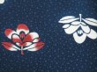 Photo6: 3202T09z930  Japanese Kimono Silk KOMON Flower Dark blue (6)