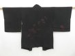 Photo1: 3203T09z520 Vintage Japanese Kimono Silk HAORI Flower Black (1)