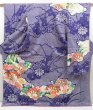 Photo1: 3210T07z1140  Japanese Kimono Silk FURISODE Peony 	Dark lavender (1)