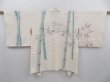 Photo1: 3210T11z550  Japanese Kimono Silk SHIBORI HAORI Bamboo Off-white (1)