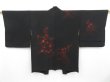 Photo1: 3210T12z590 Vintage Japanese Kimono Silk HAORI Pine Black (1)