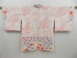 Photo8: 3217T09z480  Japanese Kimono Silk SHIBORI HAORI Flowers Off-white (8)