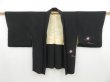 Photo6: 3223T03z570 Vintage Japanese Kimono Silk HAORI Flowers Black (6)