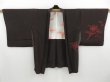 Photo4: 3223T06z610  Japanese Kimono Silk HAORI Flower Dark brown (4)