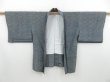 Photo3: 3223T07z500 Vintage Japanese Kimono Silk HAORI Flower Blue-Gray (3)