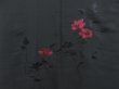 Photo3: 3223T10z590 Vintage Japanese Kimono Silk HAORI Flower Black Embro (3)