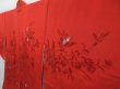 Photo2: 3223T11z520 Vintage Japanese Kimono Silk HAORI Flowers Orange-Red (2)