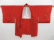 Photo6: 3223T11z520 Vintage Japanese Kimono Silk HAORI Flowers Orange-Red (6)