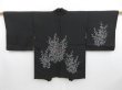 Photo1: 3223T12z570  Japanese Kimono Silk HAORI Leaf Black (1)