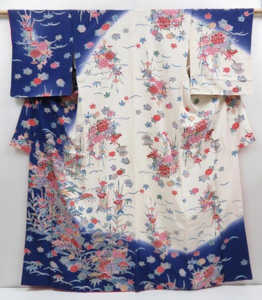 Photo1: 3305T01z990  Japanese Kimono Silk TSUKESAGE-KOMON Kyo-Bingata (1)