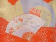 Photo4: 3311T10z740 Antique Japanese Kimono Jinken Synthetic JUBAN Folding fan (4)