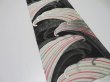 Photo2: 1E01z240  Japanese Kimono Silk Obi FABRIC material Tidal wave Black 54.3x12.2 (2)