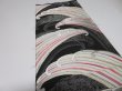 Photo4: 1E01z240  Japanese Kimono Silk Obi FABRIC material Tidal wave Black 54.3x12.2 (4)