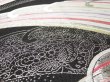 Photo3: 1E03z110  Japanese Kimono Silk Obi FABRIC material Tidal wave Black 23.6x12.2 (3)