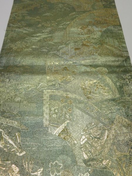 Photo1: 1E05z130  Japanese Kimono Gilt thread Obi FABRIC material Princess 63.8x11.8 (1)