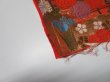 Photo7: 1E04z170  Japanese Kimono Silk UCHIKAKE FABRIC Crane Orange-Red 44.1x14.2 (7)