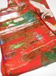 Photo8: 1E04z170  Japanese Kimono Silk UCHIKAKE FABRIC Crane Orange-Red 44.1x14.2 (8)