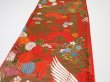 Photo4: 1E07z250  Japanese Kimono Silk UCHIKAKE FABRIC Crane Orange-Red 74.0x14.2 (4)