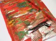 Photo8: 1E07z250  Japanese Kimono Silk UCHIKAKE FABRIC Crane Orange-Red 74.0x14.2 (8)