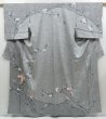 Photo1: 3312T07z990  Japanese Kimono Silk Artist workTSUKESAGE Flower Gray (1)