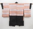 Photo1: 3313T05z420 Vintage Japanese Kimono Silk LONG HAORI  Black (1)