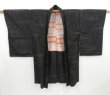 Photo2: 3313T05z420 Vintage Japanese Kimono Silk LONG HAORI  Black (2)