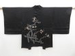 Photo1: 3318T08z560 Vintage Japanese Kimono Silk HAORI Nandin Black (1)