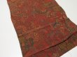 Photo2: 4A02z70  Japanese Kimono Crepe Silk  FABRIC Butterfly Red-Brown 41.7x13.4 (2)