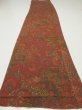 Photo7: 4A05z100  Japanese Kimono Crepe Silk  FABRIC Butterfly Red-Brown 60.6x13.4 (7)