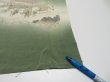 Photo6: 4J04z70  Japanese Kimono Silk  FABRIC Edo era scenery Grass green 46.5x14.2 (6)