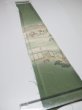 Photo2: 4J06z40  Japanese Kimono Silk  FABRIC Edo era scenery Grass green 46.5x7.1 (2)