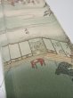 Photo3: 4J06z40  Japanese Kimono Silk  FABRIC Edo era scenery Grass green 46.5x7.1 (3)