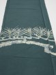 Photo1: 4J01z70 Vintage Japanese Kimono Silk  FABRIC Pine branch Dull cyan 46.5x13.8 (1)