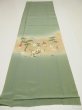 Photo4: 4K04z80  Japanese Kimono Silk  FABRIC Noble Opal Green 48.8x14.6 (4)