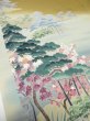 Photo3: 4K05z70  Japanese Kimono Silk  FABRIC Garden Dark olive 48.0x14.2 (3)