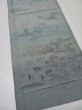 Photo4: 4K01z60  Japanese Kimono Silk  FABRIC Edo era scenery Blue-Gray 42.5x15.0 (4)