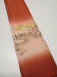 Photo1: 4K08z40  Japanese Kimono Silk  FABRIC Daimyogyoretsu Orange-Brown 46.5x7.5 (1)