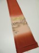 Photo4: 4K08z40  Japanese Kimono Silk  FABRIC Daimyogyoretsu Orange-Brown 46.5x7.5 (4)