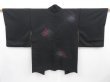 Photo1: 3405T11z550 Vintage Japanese Kimono Silk HAORI Butterfly Black (1)