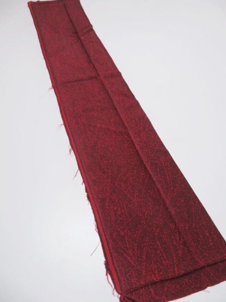 Photo1: 4C10z30  Japanese Kimono Silk  FABRIC Branch Wine red 36.2x7.1 (1)