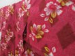 Photo2: 3406T04z750 Vintage Japanese Kimono Cotton KOMON Flower Red-Pink (2)