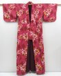 Photo8: 3406T04z750 Vintage Japanese Kimono Cotton KOMON Flower Red-Pink (8)