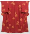 Photo1: 3406T07z850  Japanese Kimono Silk KOMON Maple Red-Brown (1)