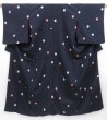 Photo1: 3410T01z770 Vintage Japanese Kimono Silk OMESHI KOMON Dot Dark navy (1)