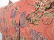 Photo2: 3410T05z530 Antique Japanese Kimono Silk HAORI Folding fan Coral pink (2)