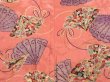 Photo3: 3410T05z530 Antique Japanese Kimono Silk HAORI Folding fan Coral pink (3)