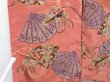 Photo5: 3410T05z530 Antique Japanese Kimono Silk HAORI Folding fan Coral pink (5)