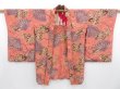 Photo7: 3410T05z530 Antique Japanese Kimono Silk HAORI Folding fan Coral pink (7)