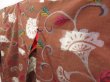 Photo2: 3410T13z580 Antique Japanese Kimono Silk MEISEN KOMON Flower Brown (2)